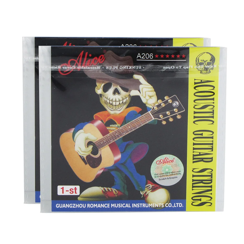 2pcs Stainless Steel E 1st Strings Acoustic Guitar Strings Super Light Tension .011 Alice A206