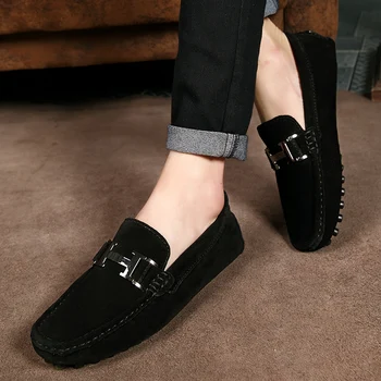 

Fashion suede Leather men Flats Shoes outdoor Casual Loafers Slip On men's Flats Shoes Handmade Moccasins Driving Shoes