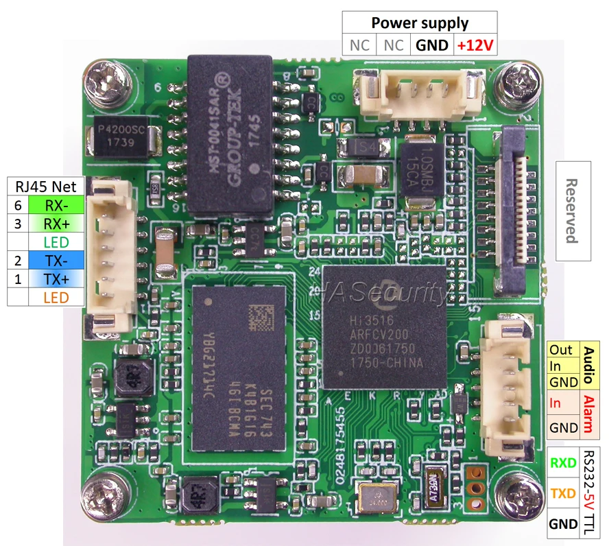 8 0mp (4K / 2K) H.265 IPC 1/1.8 "OmniVision OS08A10 CMOS датчик + Hi3516A V200 IP модуль материнской платы