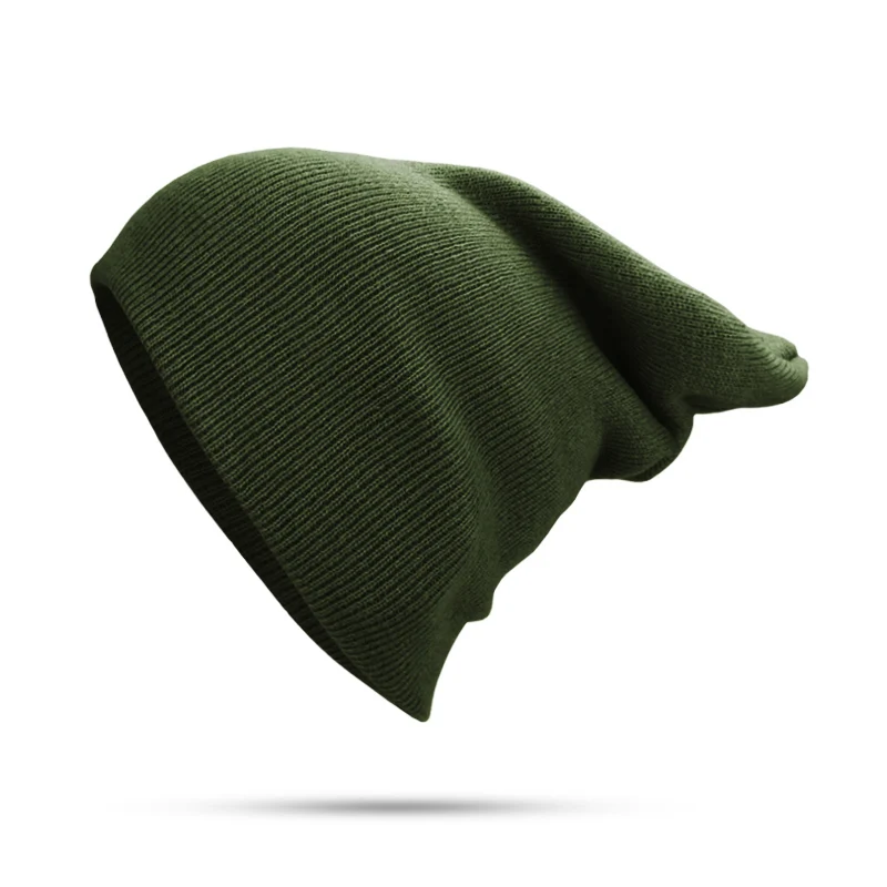 Женская шапка, однотонные вязаные зимние шапки бини для женщин и мужчин, женские шапки унисекс, хлопковые весенне-осенние теплые шапки с черепом - Цвет: Dark Green
