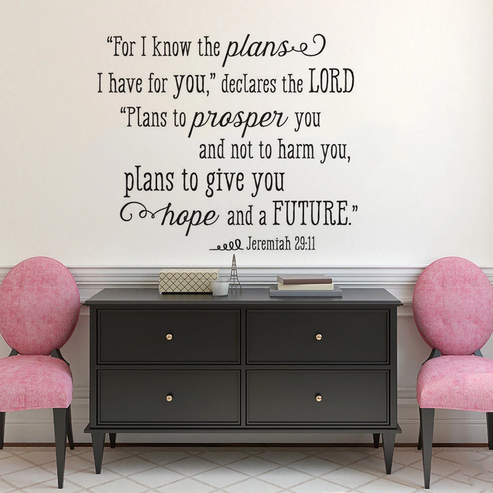 

Jeremiah 29:11 Vinyl Wall Decal Home Culture Decoration Lord Declare Quote Wall Sticker Bible Verse Quote Window Poster AZ078