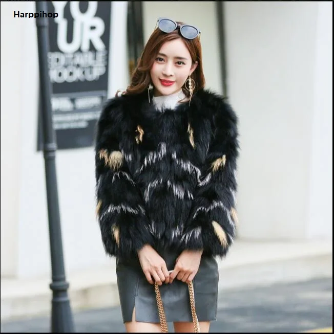 

2018 new top sell Fox fur fur coat lady silver fox red fox long sleeve Warm Real Fox Fur Coat Short Winter Fur Jacket Outerwear