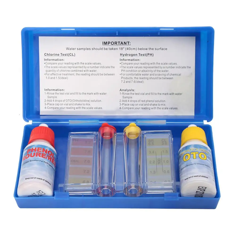 

1 Set PH Chlorine Water Quality Test Kit Tester Hydrotool Testing Kit Swimming Pool Hydroponics Aquarium Accessories