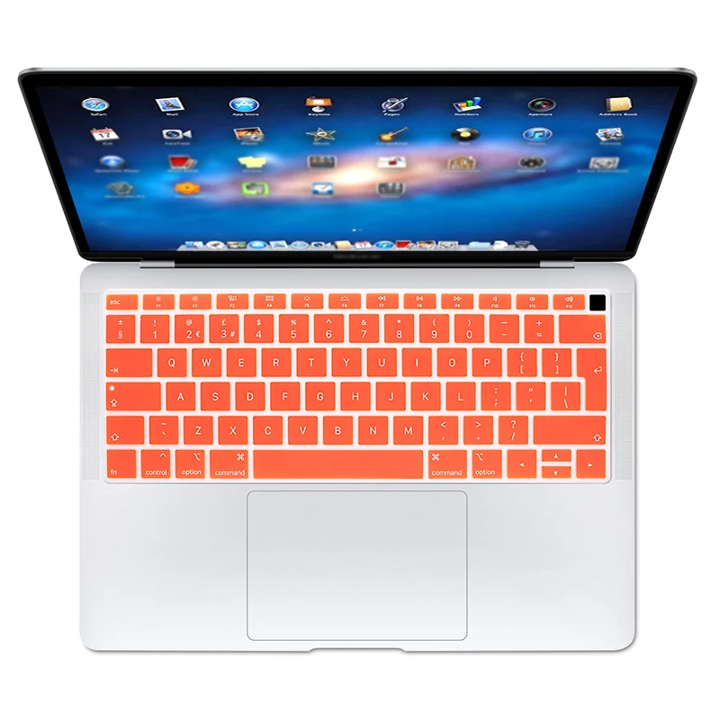 HRH водонепроницаемое Силиконовое английское покрытие для клавиатуры для MacBook Air 13A1932 с сенсорным ID 2018 защита для клавиатуры ноутбука