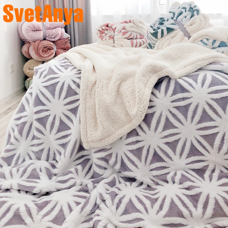 Svetanya Double Sided Throws Blanket Thick warm Berber Fleece Polyester