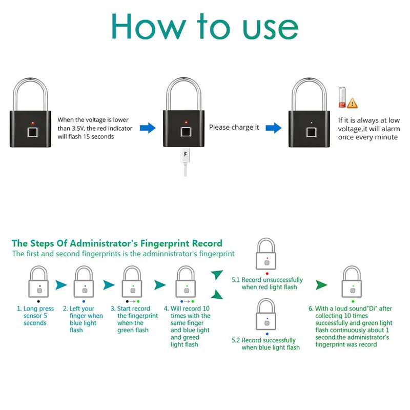 Мини маленький USB Перезаряжаемый электронный замок с Биометрическим распознаванием дверной замок безопасности багажный замок