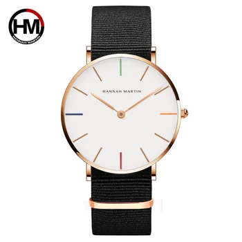 

HANNAH MARTIN Brand Japan Quartz Movement Men Waterproof Wrist Watches Fashion Luxury Ultra Thin Nylon Creative Ladies Watches