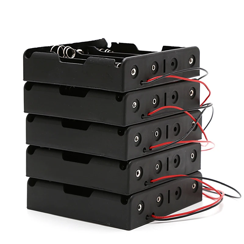 

OOTDTY 5 Pcs 3x18650 Rechargeable Battery 3.7V Clip Holder Box Case With Wire Lead