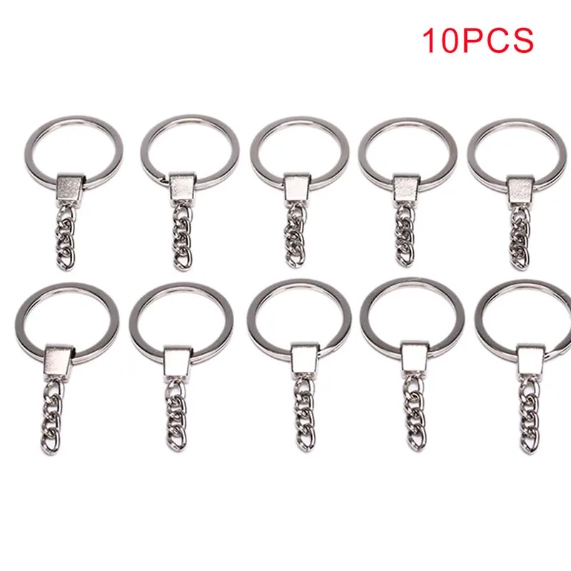 

10pcs Polished Silver Keyring DIY Keychain Short Chain Split Ring Key Rings 30mm Key Chains Accessories