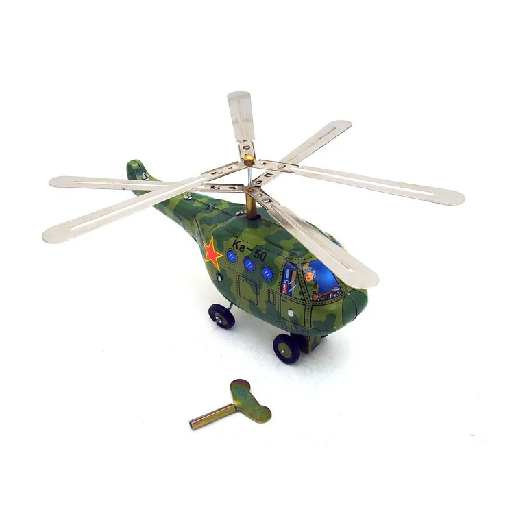 [Funny] взрослая Коллекция Ретро заводная игрушка металлическая Оловянная Военная Вертолет Самолет заводные игрушечные фигурки модель винтажная игрушка подарок