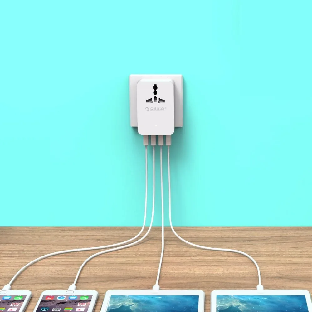 ORICO Универсальный адаптер для преобразования питания с 4 USB 1 AC 20W мульти выходная