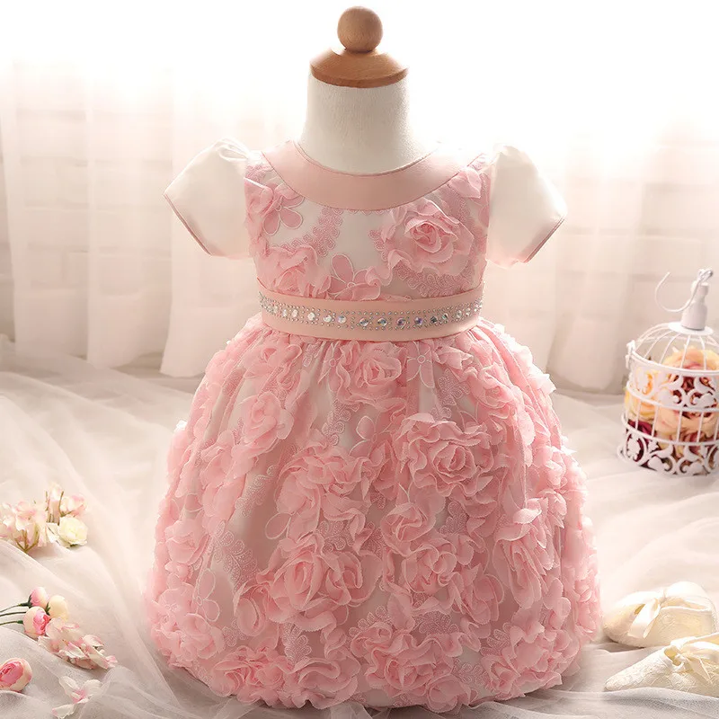 Autumn Winter New Baby Baptism Dress First Years Formal Birthday Party Christening Flower