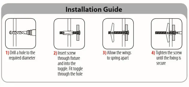 Combo Round Head Powers 4161-Toggle Bolt Hollow Wall Anchor 3//16x6-Pkg of 250