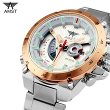 2016 Luxury Brand AMST Спортивные Часы Мужчины Из Нержавеющей Стали Мода Кварцевые Часы Военная Повседневная Цифровые Часы Relogio Masculino