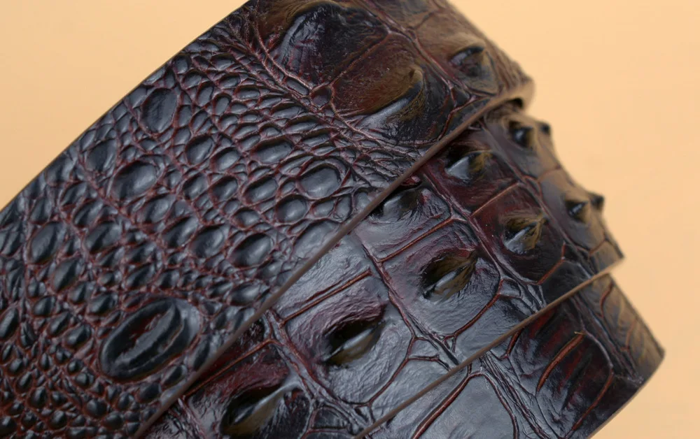 Горячая распродажа мужской ремень класса люкс из натуральной кожи 3D крокодиловая дизайнерская Автоматическая пряжка ремень Мужская настоящая воловья кожа широкий пояс для джинсов