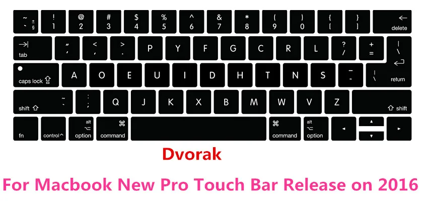 Для Macbook New Pro 13 дюймов A1706 15 A1707 с сенсорной панелью на 2017 Dvorak защитная крышка для