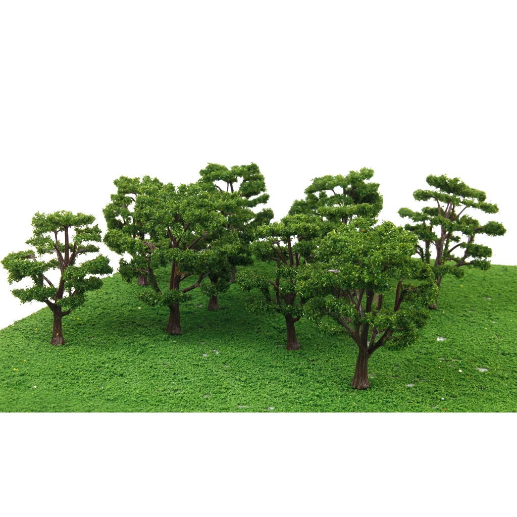 10Pcs Green Model Trees Train Railway Park Street Wargame Diorama Scenery Layout HO N Scale