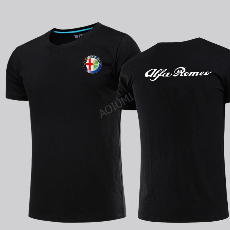 

new fashion summer short men lothing Alfa Romeo T-shirt male solid colour t shirt tshirt