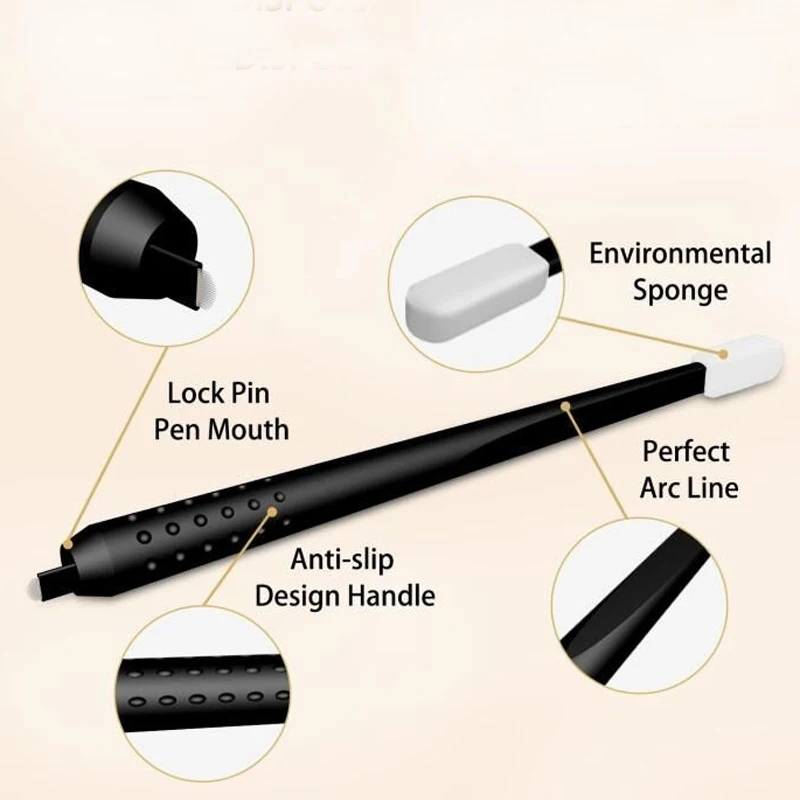 10 шт Профессиональный Перманентный макияж Черные одноразовые ручки для микроблейдинга ручные инструменты 0,18 мм 18U штифты иглы Лезвия для вышивания