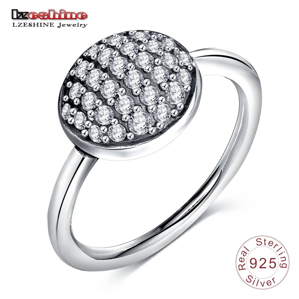LZESHINE Модные Серебристые S925 ювелирные изделия кольца Круглый Форма с AAA Ясно CZ