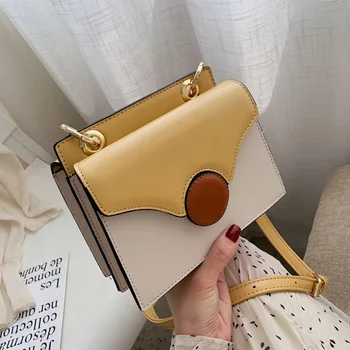

Female New 2019 Messenger Bag Chain Shoulder Bag Girl Hit Color Stitch Small Square Women Flap Brand Designer Crossbody Handbag