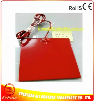 

300*300*1.5mm Heat Pad for 3d Printer Flexible silicone rubber heater 24v 350w 100K thermistor tape 1 side 3000mm lead wire