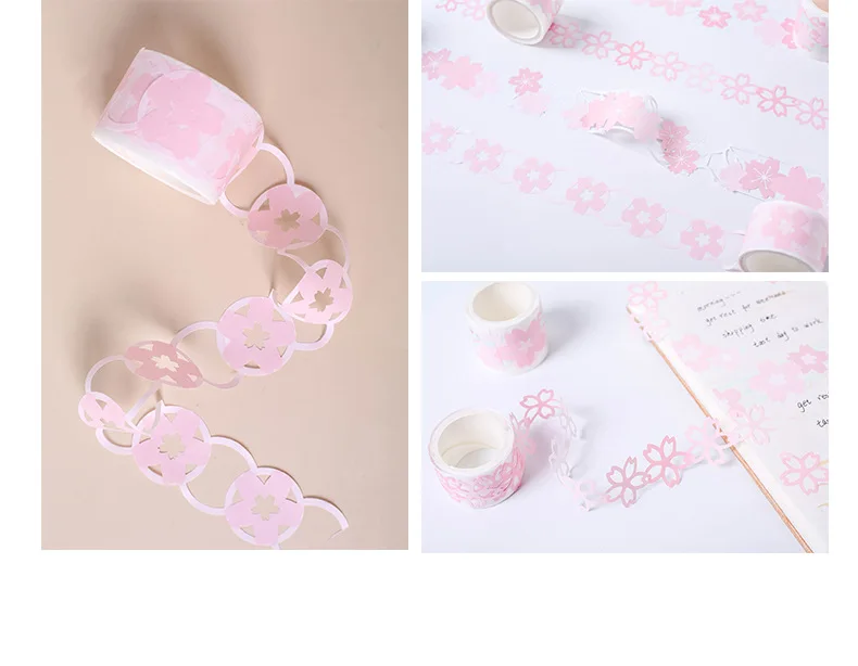 cute Japanese style washi tape Creative freshness sakura album Hollowing out DIY decoration stickers masking tapes