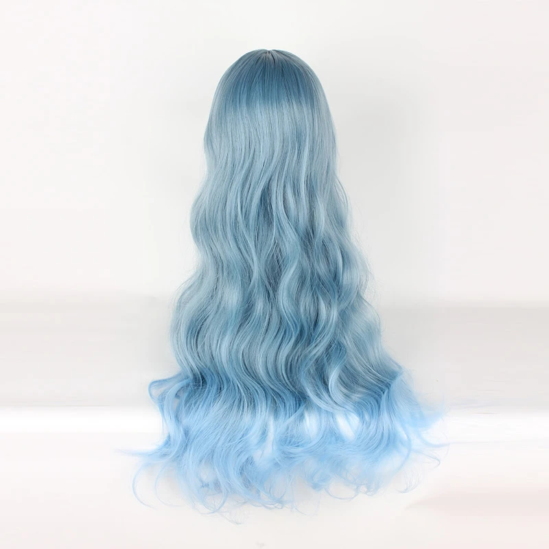 Лолита 65 см длинные смешанные серый синий кудрявые аниме вечерние синтетические знаменитости косплей парик+ парик крышка термостойкие H75635B