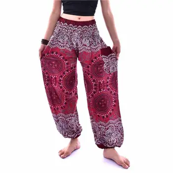 

Fashion Women Men Trousers Thai Harem Full Pants Boho Festival Hippy Smock High Waist Pants Leggings A20