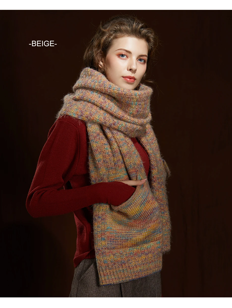 Fashion Cashmere Scarves Winter Wool Knitting Scarf Warm Women Shawls And Wraps Autumn Scarf Large Shawl Size200cm45cm (16)