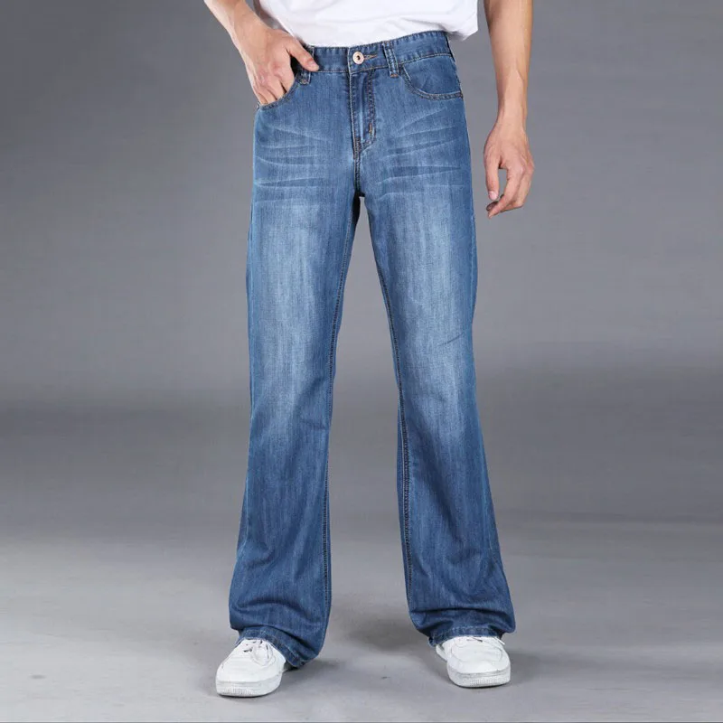 Mens Besar Menyala Jins Boot Cut Leg 