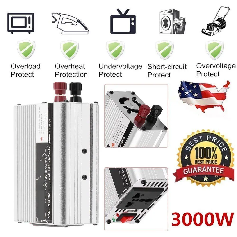 

Solar Power Inverter 6000W Peak 12V DC To 110V AC Modified Wave Converter Car Auto Power Inverter Vehicle Voltage Inverter