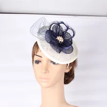 Fashion big sinamay font b hats b font feather flower fascinators headwear for party font b