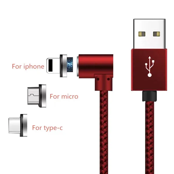 NOHON локоть Сильный магнитный 2.1A зарядный кабель освещение для iPhone X Micro usb type C для samsung S8 S9 Магнитный зарядный шнур линия - Цвет: Red with 3 plug
