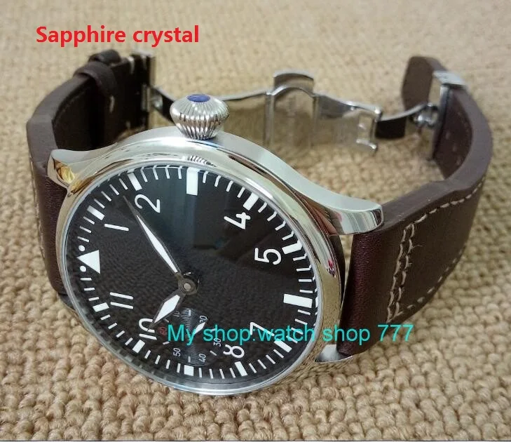 

Butterfly buckle Sapphire crystal PARNIS pilot 6497 Mechanical Hand Wind gooseneck movement men's watch xRNM14A