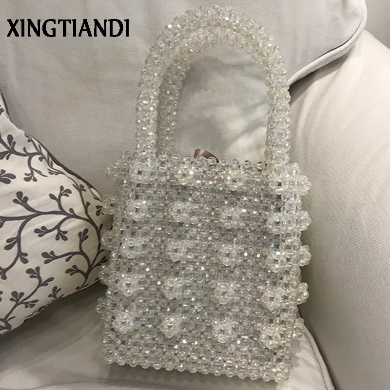 Vintage Crystal Handmade Lady Luxury Handbags Pearl beaded Bag Box Top-handle Evening Bag цена Vintage Crystal Handmade Lady Luxury Handbags Pearl beaded Bag Box Top-handle Evening Bag цены онлайн