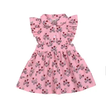 

Pudcoco 0-3T Sweet Toddler Kid Baby Girl Soft Sundress Flare Sleeve Ruffle Flower Princess Tutu Dress Outfits