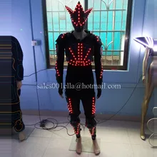 3 Sets Colorful Led Luminous Robot Suit Ballroom Costume Clothes With Led Mask Growing Lighting Dance Wear Stage Show Clothing