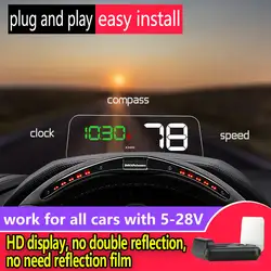 Geyiren T900 5 ''зеркало HUD Автомобильный дисплей 3D информации gps Цифровой скорость проектор температура над скоростью об/мин сигнализация