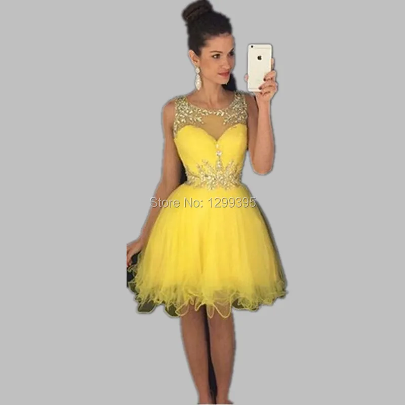 Barato Elegante Cortos Vestidos de Coctel Amarillo con Cristales y Perlas  de Vestidos de Fiesta Vestidos de Fiesta Cortos Vestidos de Coctel  Curto|short yellow cocktail dress|yellow cocktail dresscocktail dresses -  AliExpress