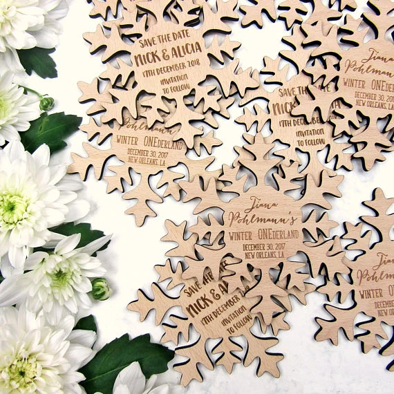  Snowflake Save the Date Save the Date Magnet Wood Save the Dates Wedding Invitation Wedding Favors  - 32839494941