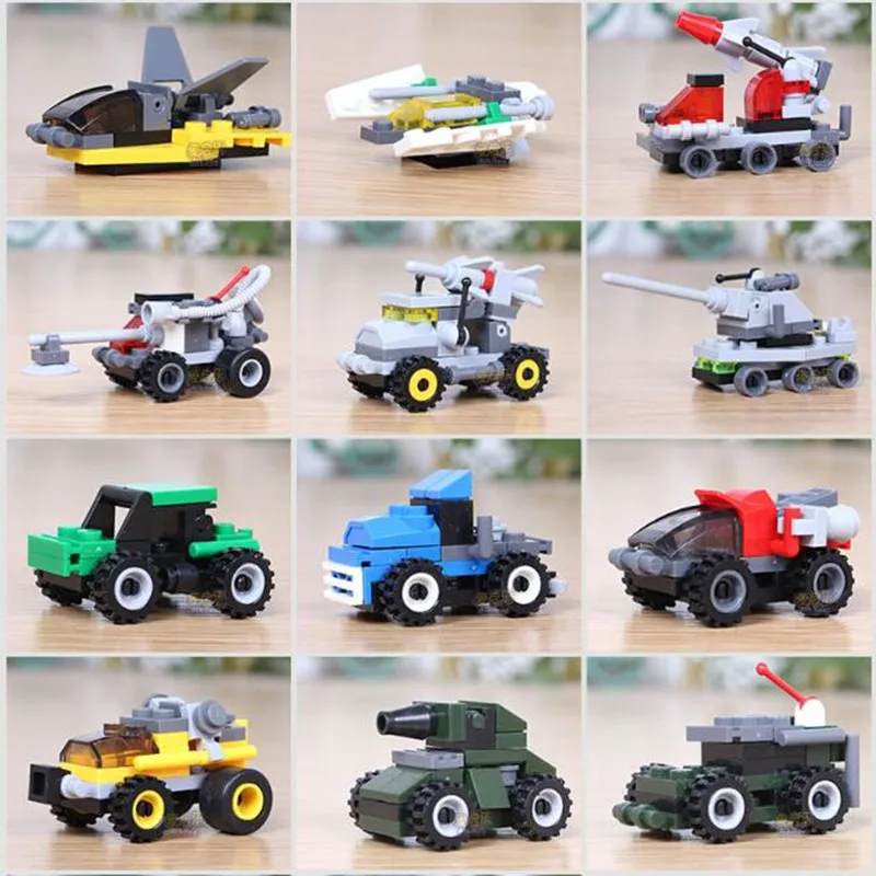 

14pcs Plastic Building Blocks Car Shaped Toys Lot 2019 New Military Building Blocks Brick Toys for Toddler Blocks Technic Moto