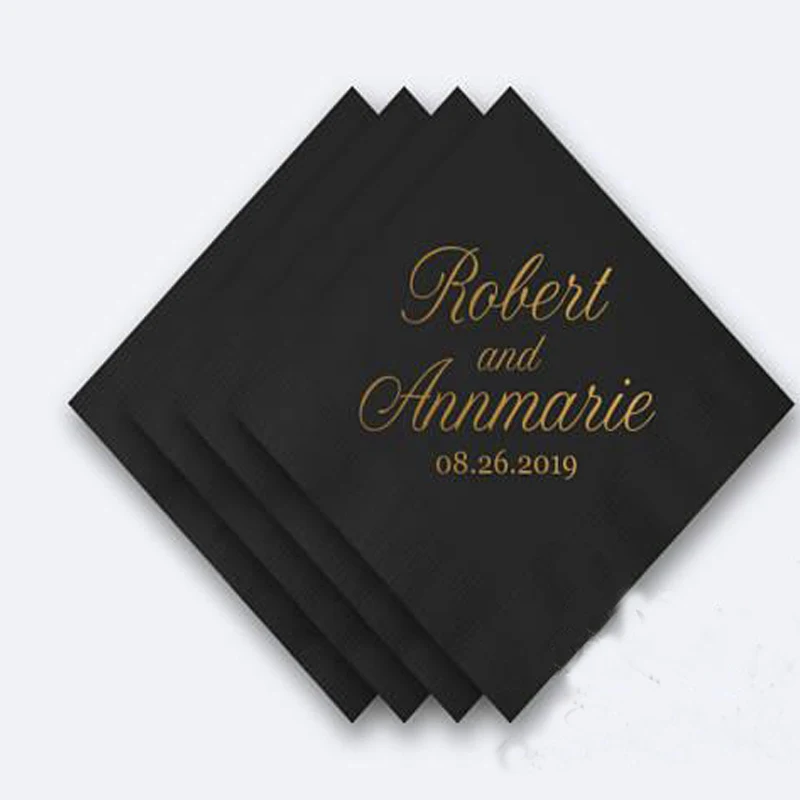 

100pcs lot Customized Event Bridal shower Baby Birthday Anniversary Wedding Hen night party supplies Personalized Paper Napkin