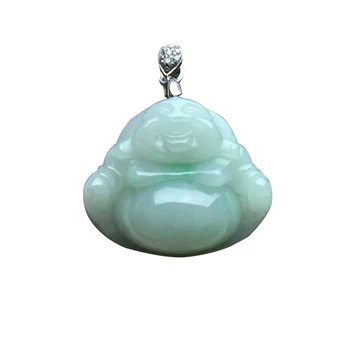 

A natural yu ice species of maitreya smiling Buddha male and female pendant/