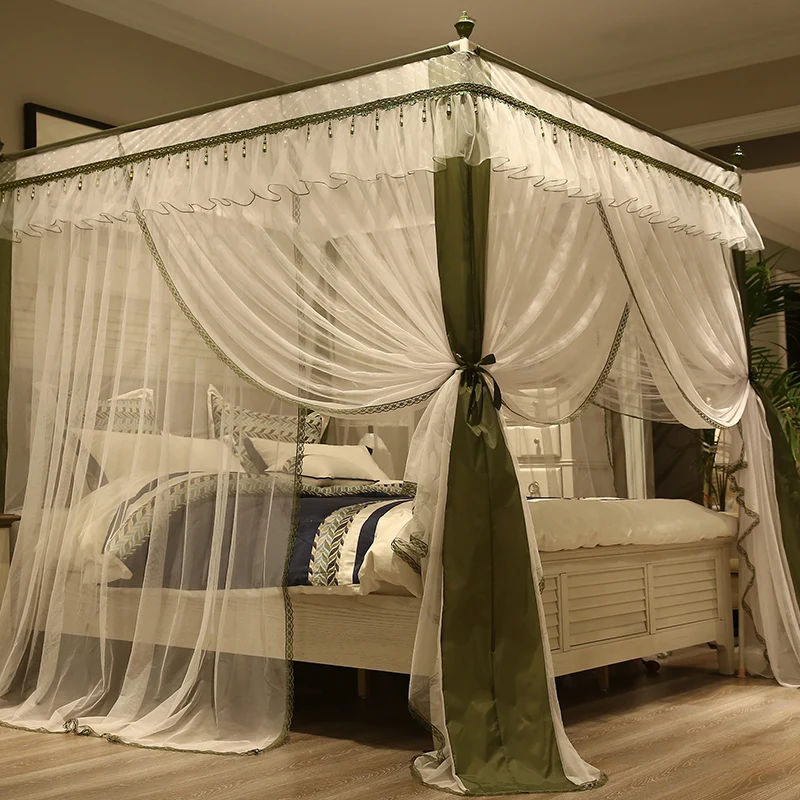 Romantic Lace Three Door Court Double Bed Mosquito Net Full Queen