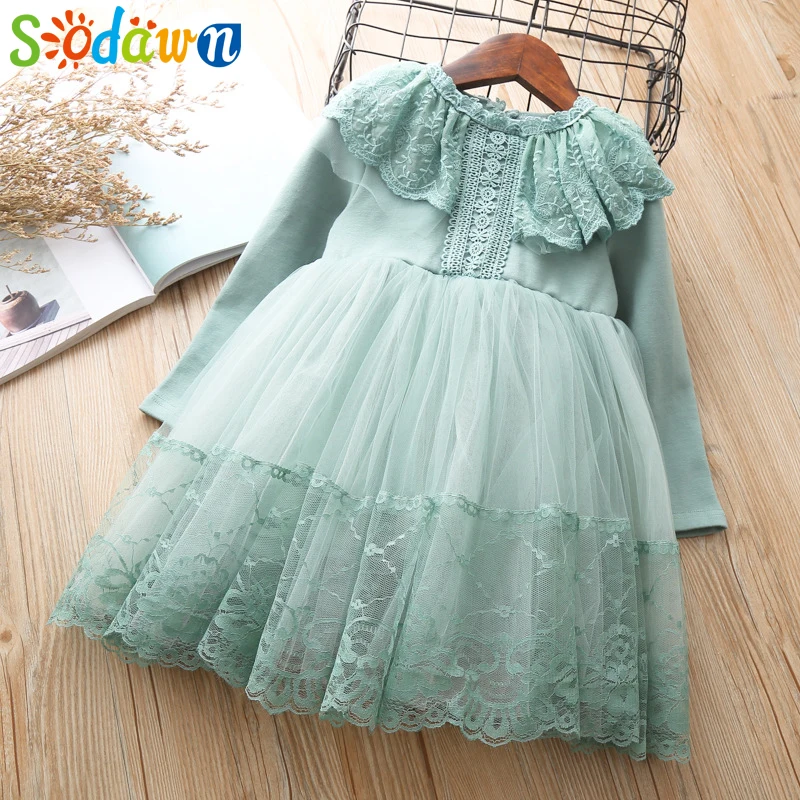 

Sodawn 2019 Spring NEW Girls Clothes Princess Dress Mesh Lace Dress Fashion Children's Clothes Girls Ball Gown Kids Dress