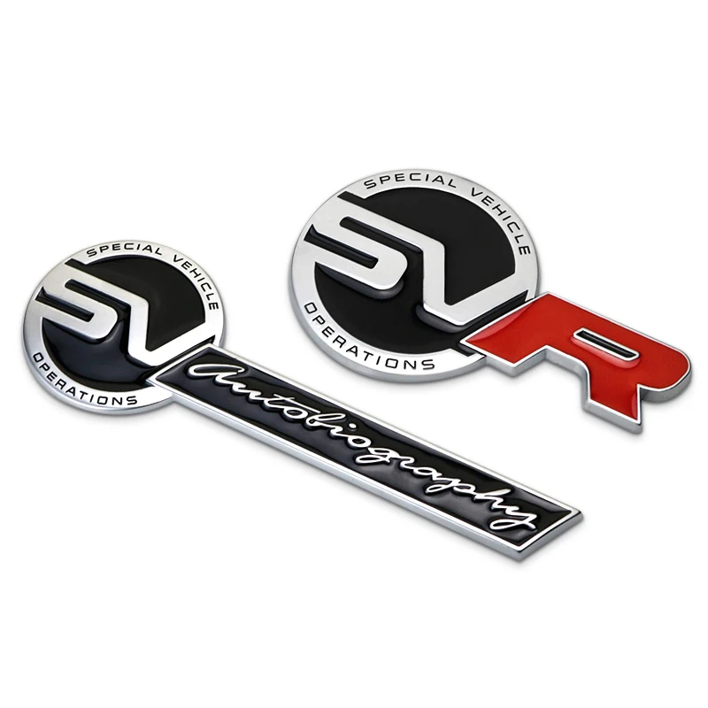 

Dsycar 1Pcs 3D Metal SVR Car Side Fender Rear Trunk Emblem Badge Sticker Decal for Jaguar Land Rover car Jeep Nissan VW Ford
