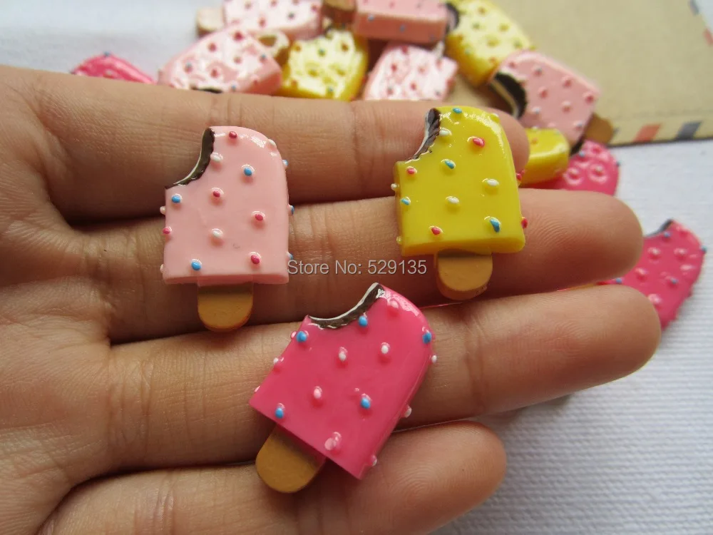 

Free Shipping! Resin Ice Cream, Resin FlatBack Cabochons for Hair Bow Center, DIY (16*26mm)