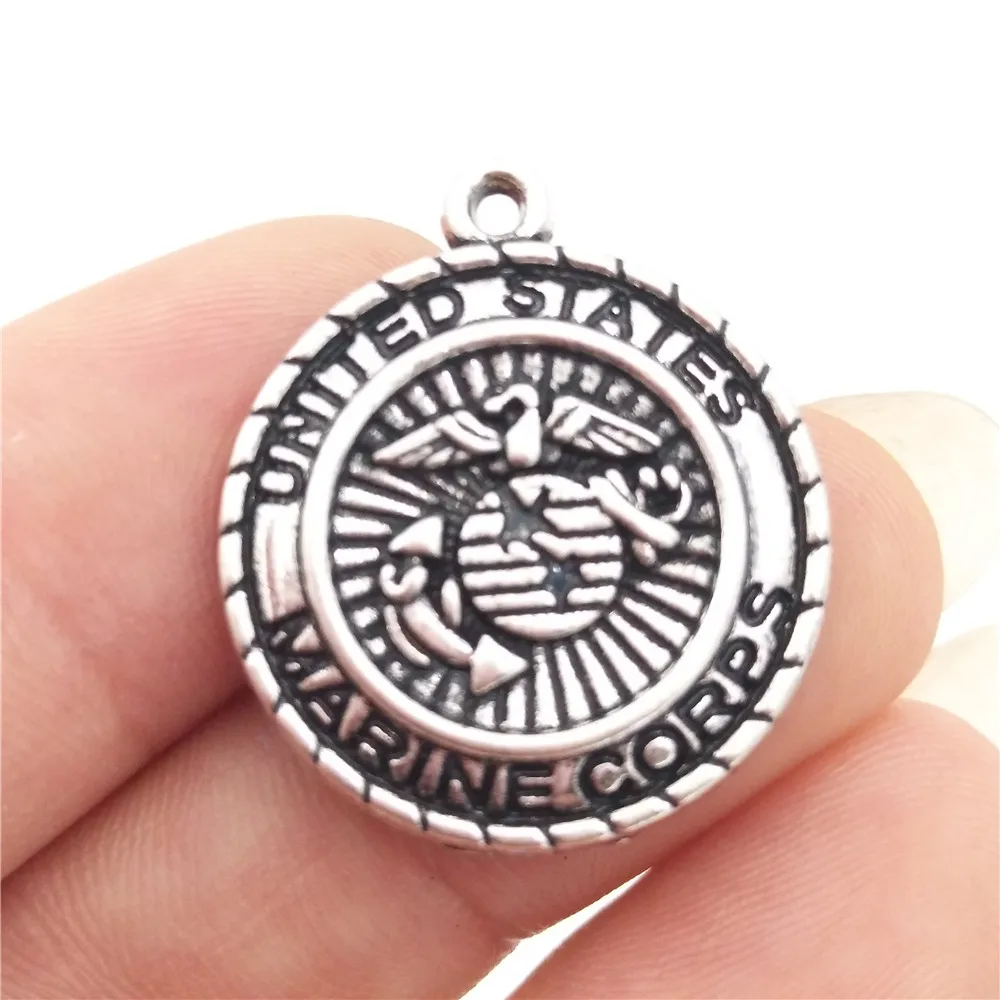 

BULK 30pcs Zinc Alloy Metal USMC Marine Corps Charms United States Patriotic Military Medal Pendants 20*23mm 3.03g