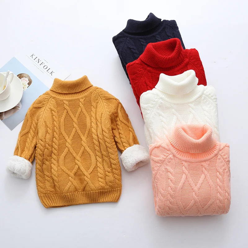 

Boys and girls sweaters new style fashion plus velvet thickening wild knitted baby sweater warm autumn and winter shirt sweater